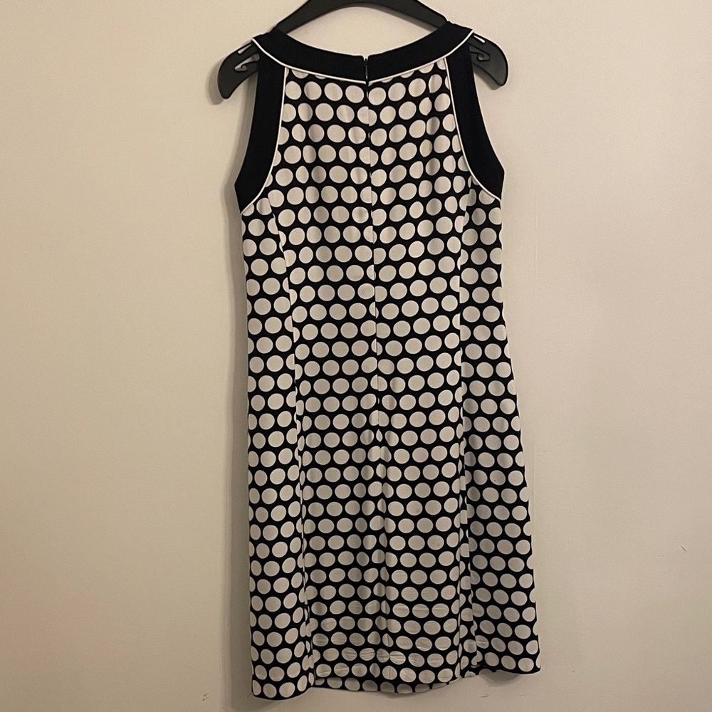 Ann Taylor Navy Blue and White Polka Dot Sleeveless Dress - Picture 3 of 3